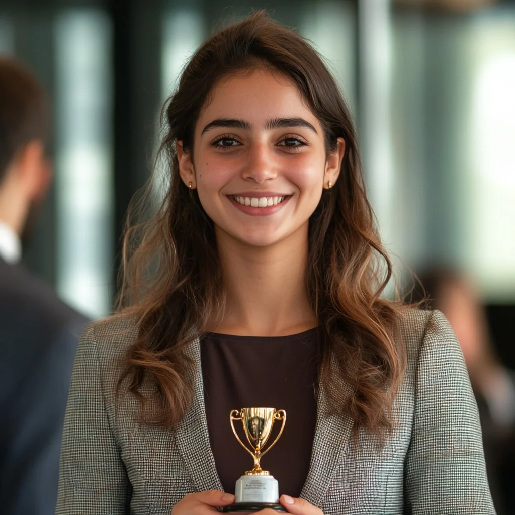 receiving a tiny trophy